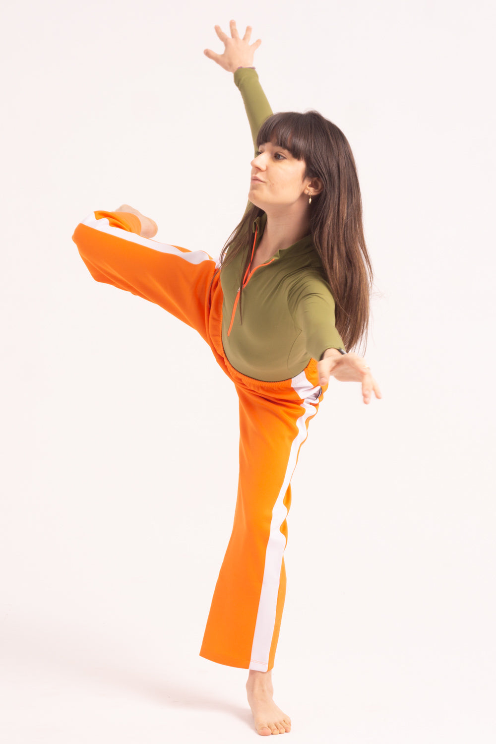 Contemporary Dance Leotard -  Long Sleeve & Shorts - Kaki