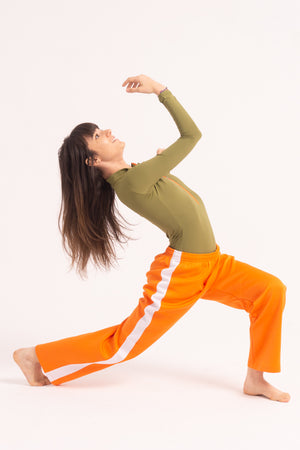 Contemporary Dance Leotard -  Long Sleeve & Shorts - Kaki