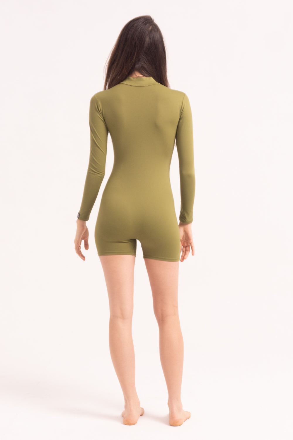 Contemporary Dance Leotard -  Long Sleeve & Shorts - Kaki