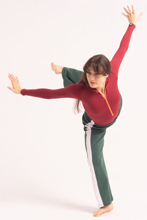 Contemporary Dance Leotard -  Long Sleeve & Shorts - Maroon