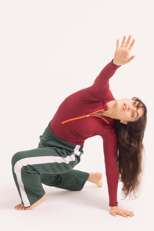 Contemporary Dance Leotard -  Long Sleeve & Shorts - Maroon