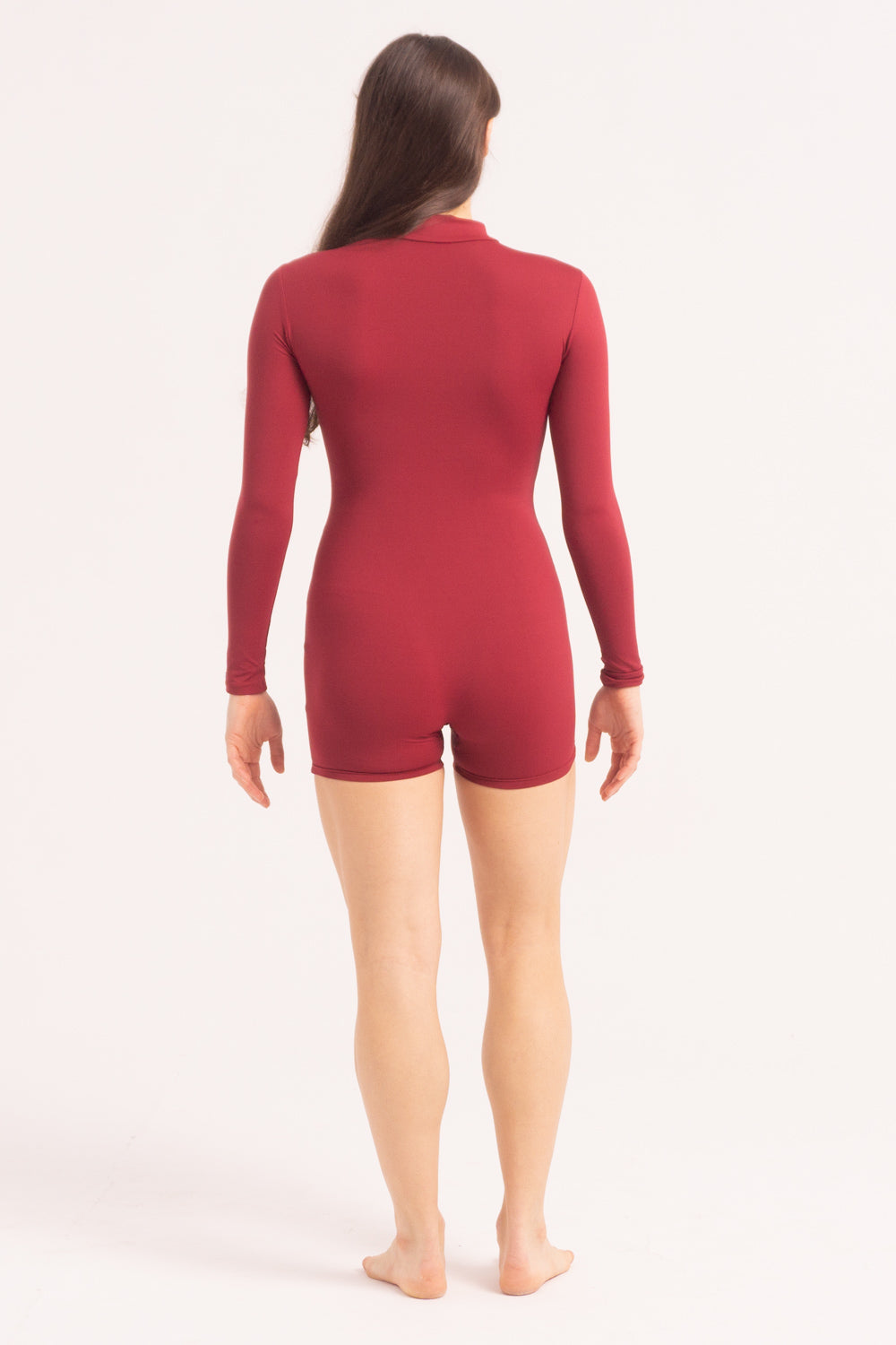 Contemporary Dance Leotard -  Long Sleeve & Shorts - Maroon