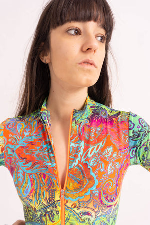 Contemporary Dance Leotard -  Long Sleeve & Shorts - Psychedelic