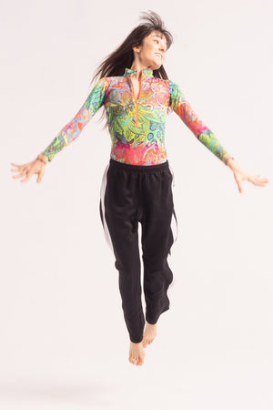 Contemporary Dance Leotard -  Long Sleeve & Shorts - Psychedelic