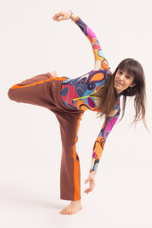 Contemporary Dance Leotard -  Long Sleeve & Shorts - Retro