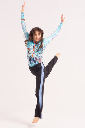 Contemporary Dance Leotard -  Long Sleeve & Shorts - Blue Surf