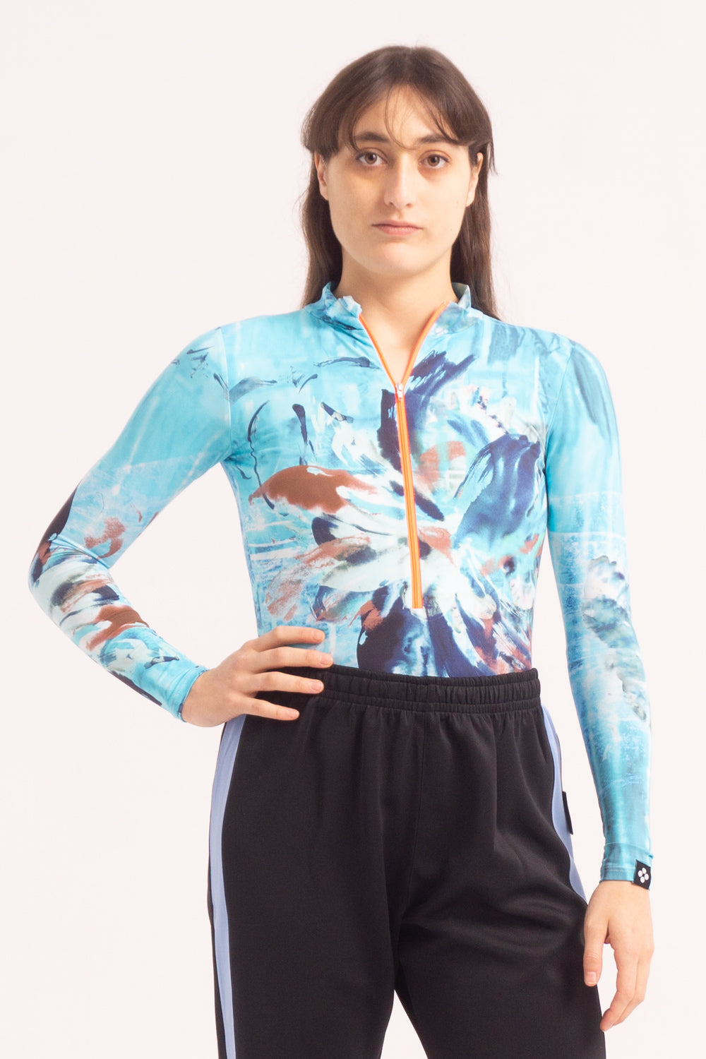 Contemporary Dance Leotard -  Long Sleeve & Shorts - Blue Surf